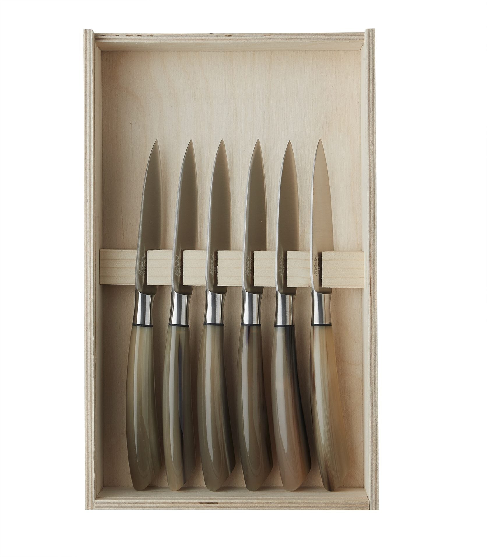 Steakknive 23 cm i oksehorn, 6 stk.