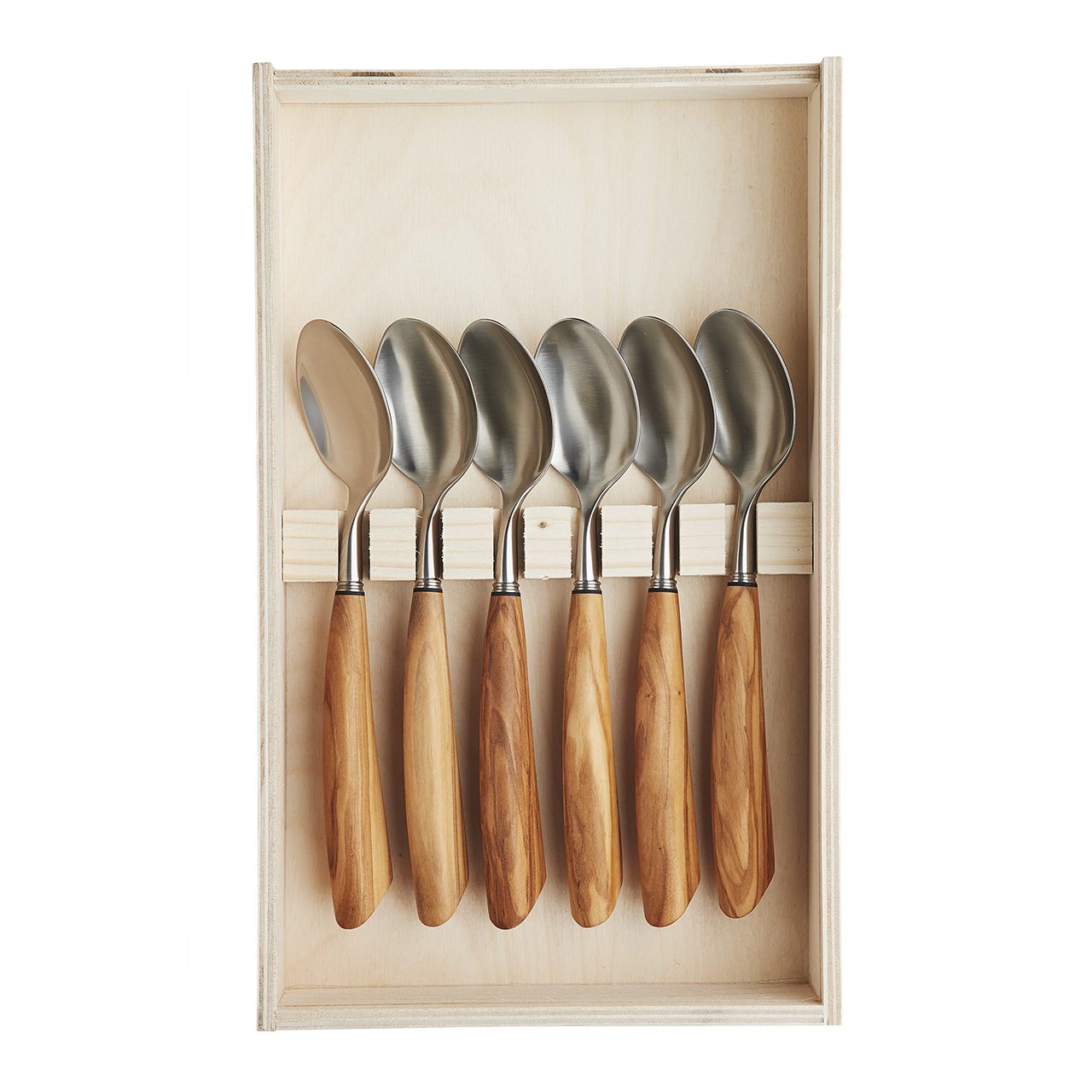 Dessertskeer 18 cm i oliventræ, 6 stk.