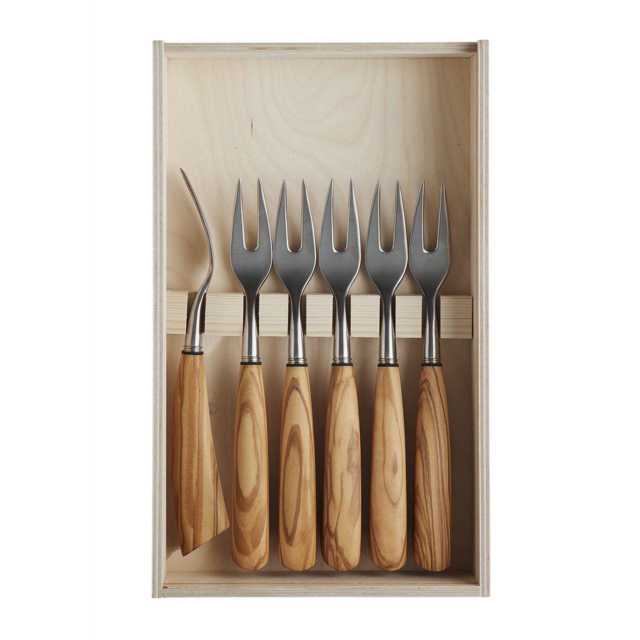 Steakgafler 21 cm i oliventræ, 6 stk.