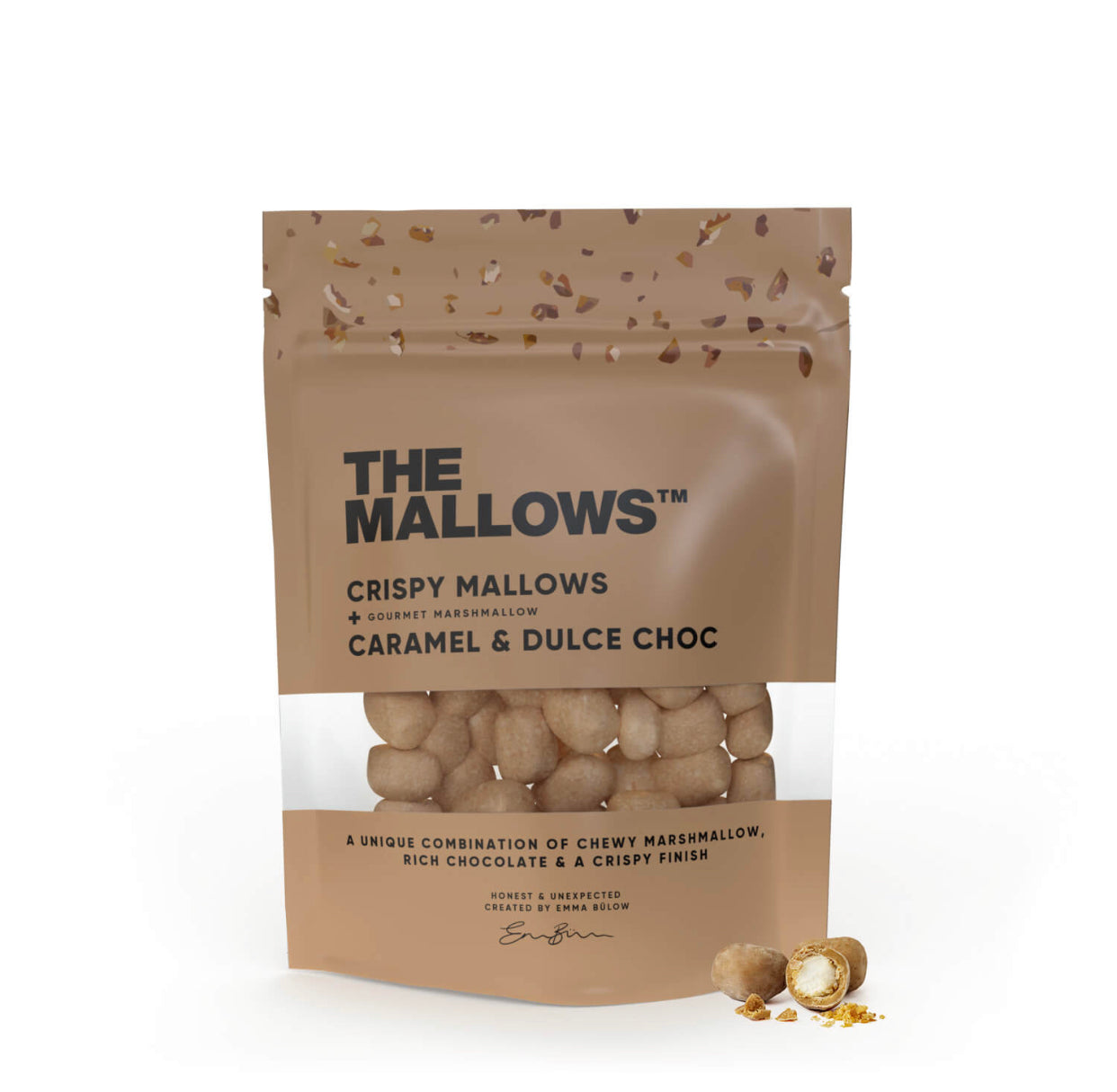 CRISPY MALLOWS – SKUMFIDUSER MED KARAMEL & DULCE CHOKOLADE 90G fra The Mallows