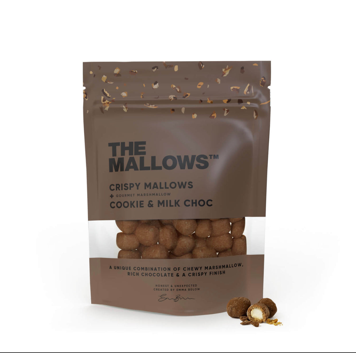 CRISPY MALLOWS – SKUMFIDUSER MED COOKIE & MÆLKE CHOKOLADE 90G fra The Mallows
