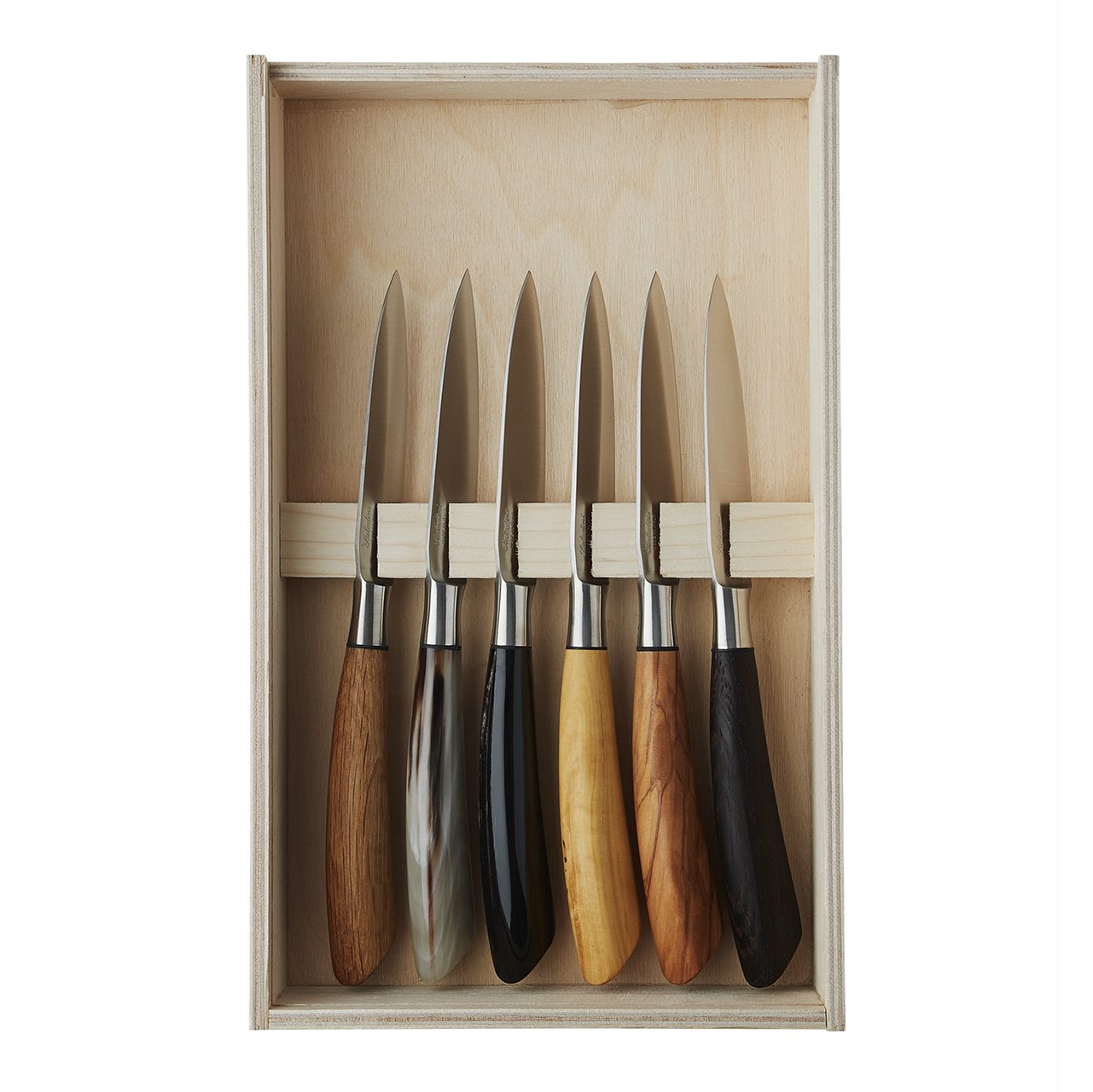 Steakknive 23 cm i træ og horn, 6 stk.