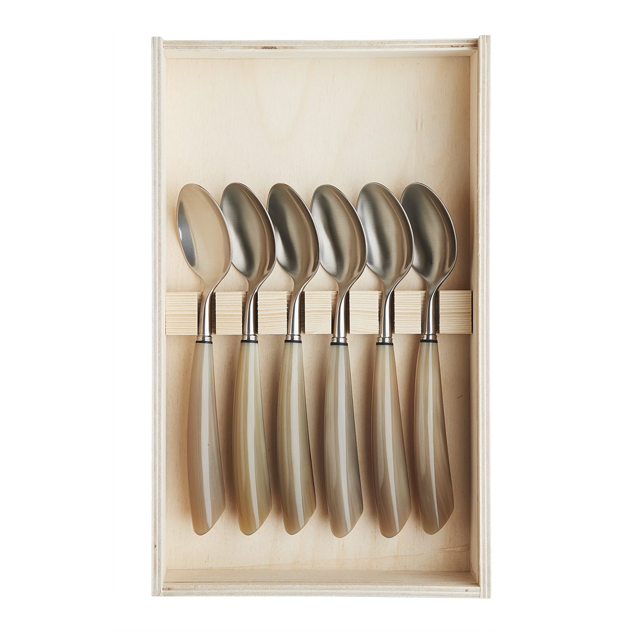 Dessertskeer 18 cm i oksehorn, 6 stk.