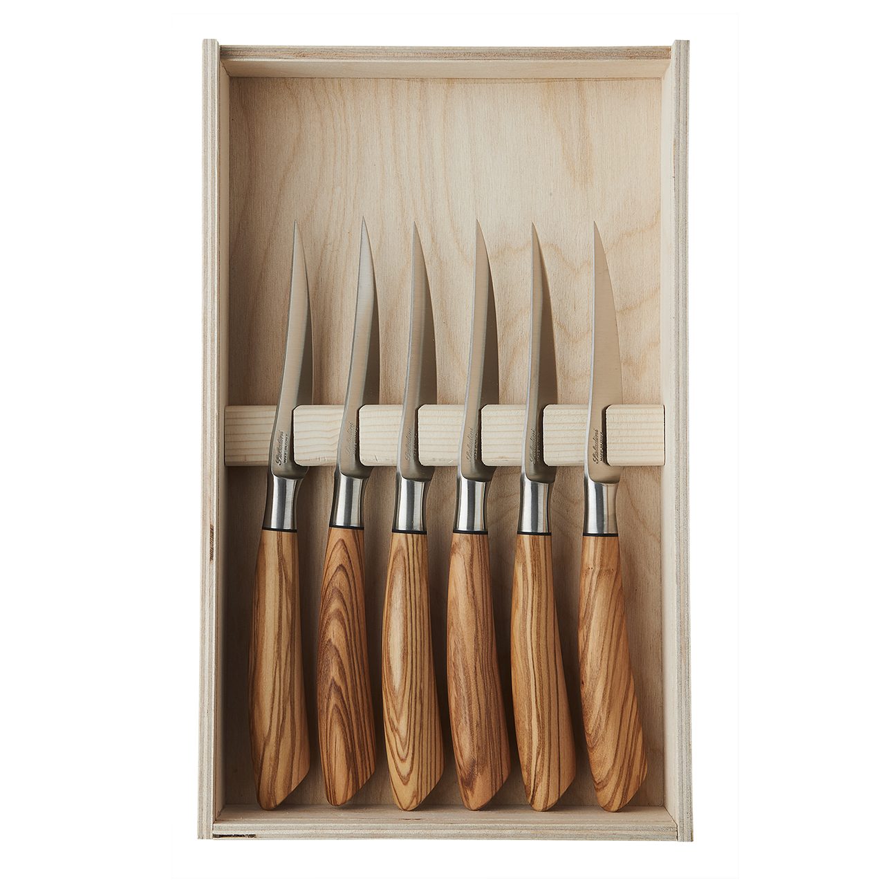Steakknive 23 cm i oliventræ, 6 stk.