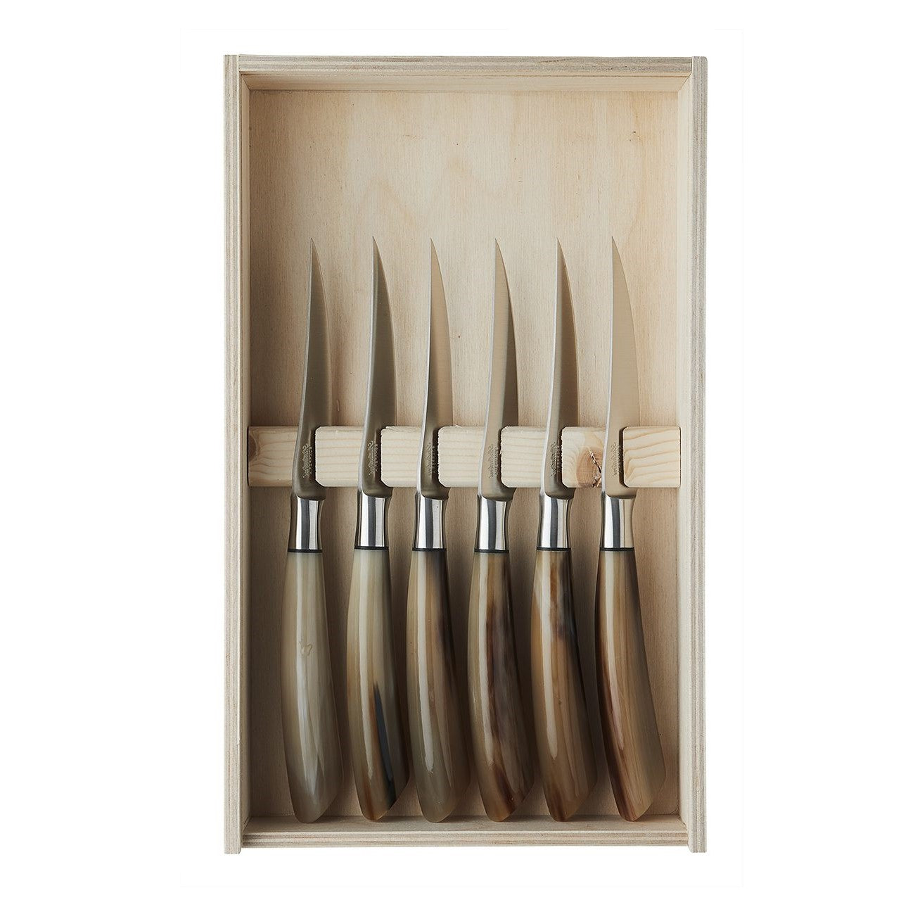 Steakknive 23 cm i oksehorn, 6 stk.