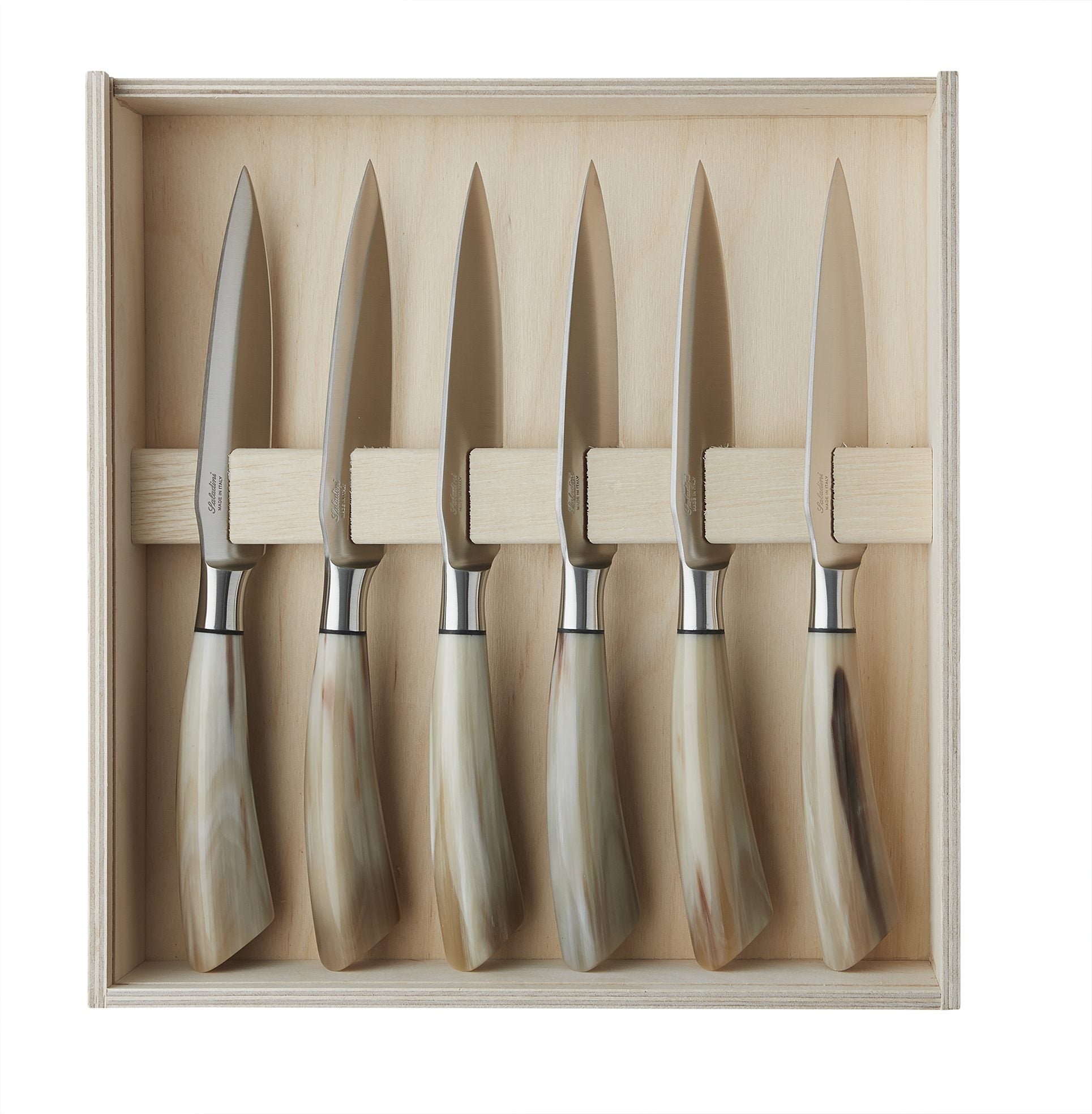 Steakknive 27 cm i oksehorn, 6 stk.